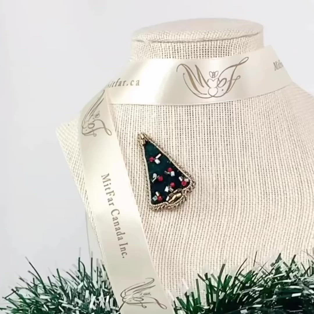 Handmade Green Velvet Christmas Tree Lapel Pin