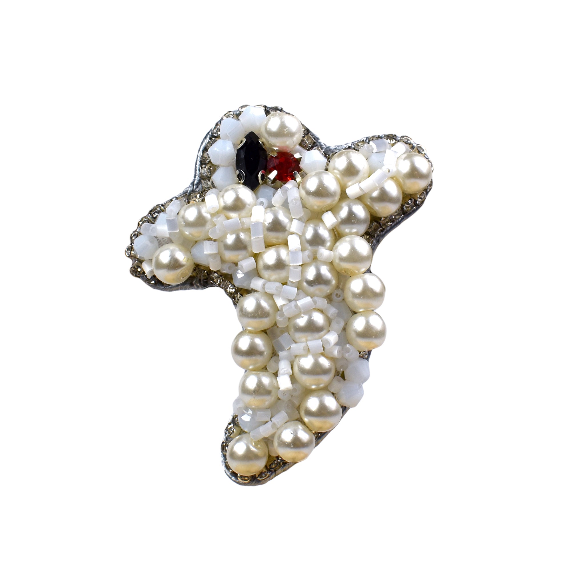 Handmade Crystal-Pearl Cute Ghost Brooch/ Pin