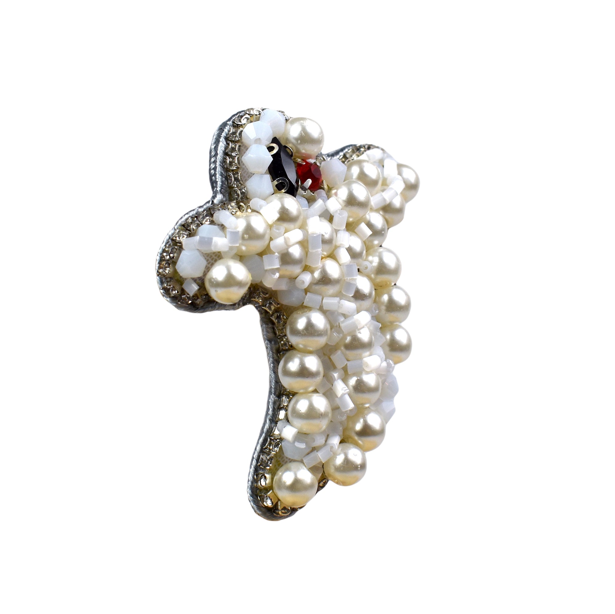 Handmade Crystal-Pearl Cute Ghost Brooch/ Pin