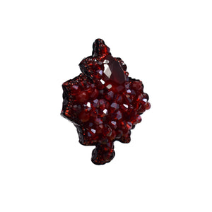 Handmade Crystal Cherry Red Maple Leaf Brooch/ Pin