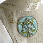 Load image into Gallery viewer, Handmade Silver-Green Libra Brooch
