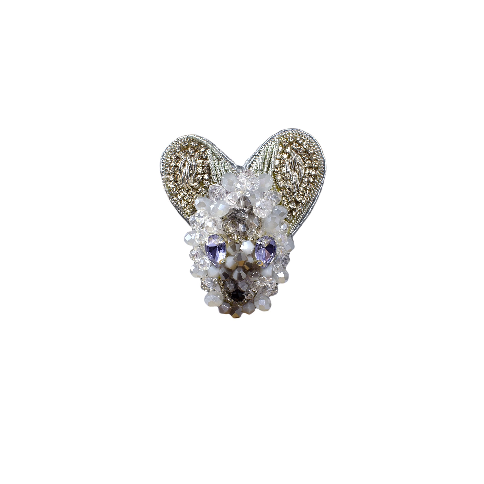 Handmade Crystal Purple Eye Mouse Brooch