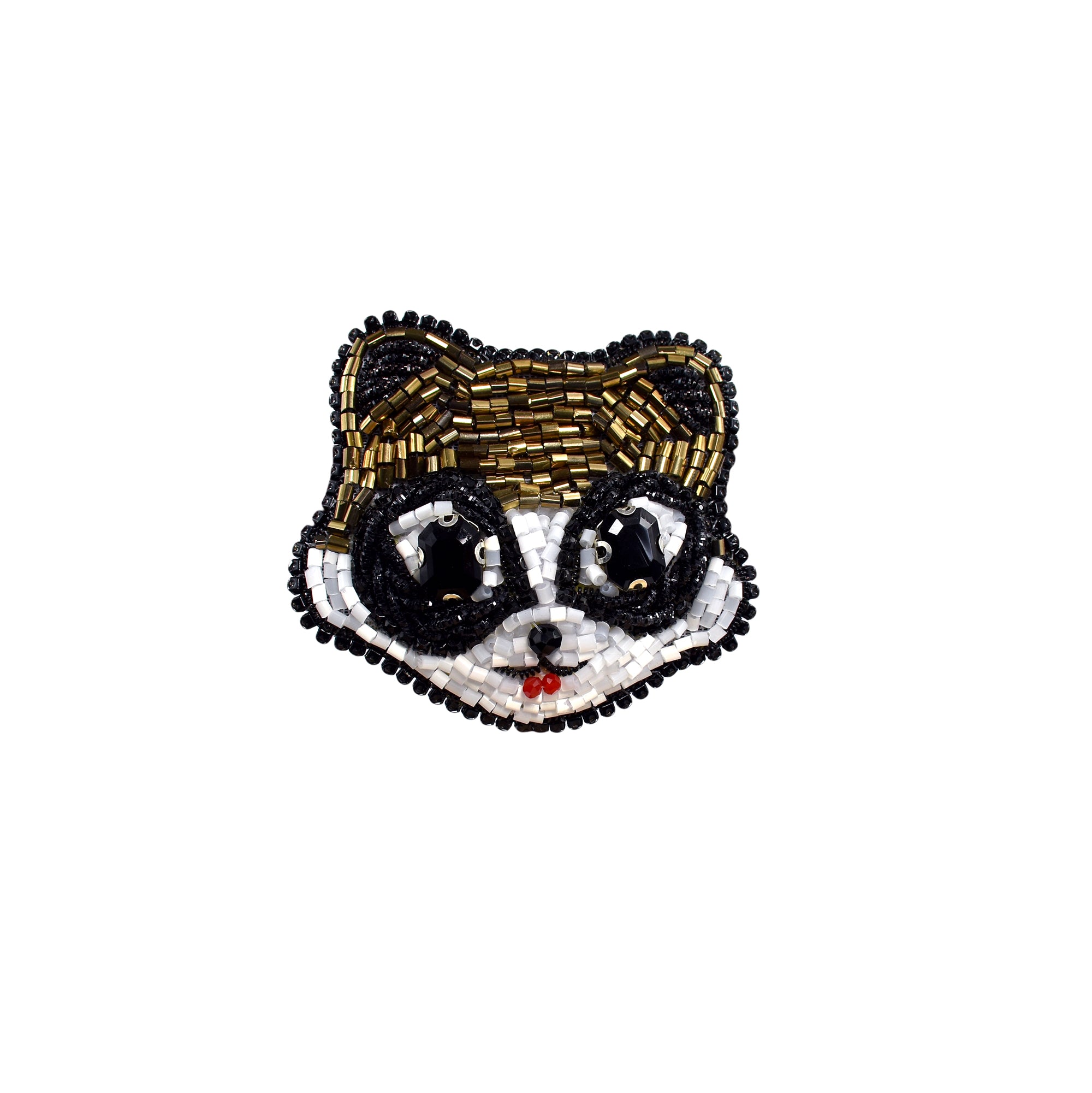 Handmade Goldish Racoon Brooch