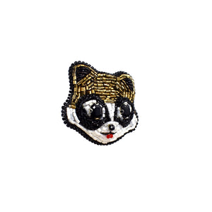 Handmade Goldish Racoon Brooch