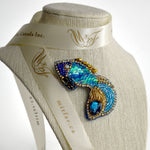 Load image into Gallery viewer, Handmade Gold-Blue Pisces Brooch
