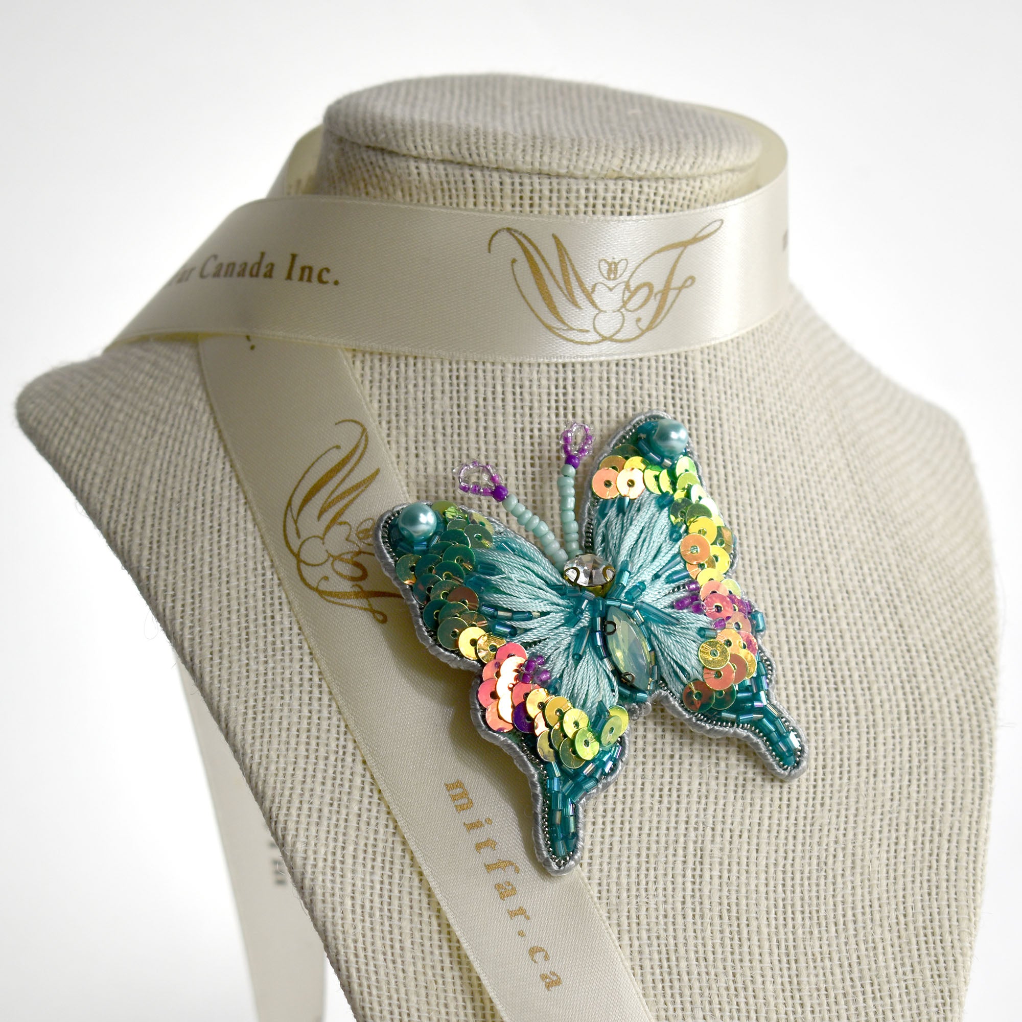 Handmade Green-Cyan colourful Butterfly Brooch