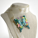 Load image into Gallery viewer, Handmade Green-Cyan colourful Butterfly Brooch
