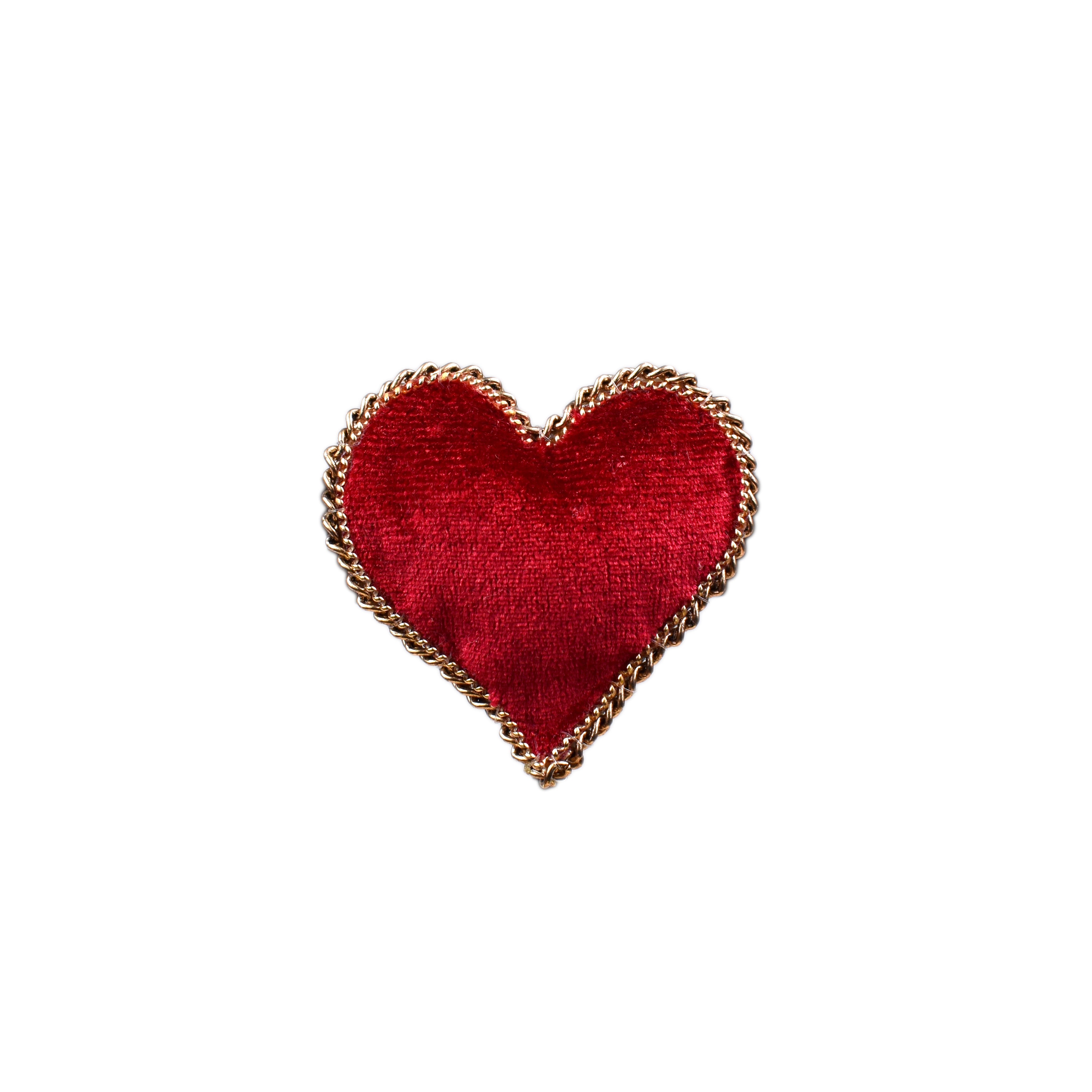 Handmade Red Velvet Heart Brooch/ Pin