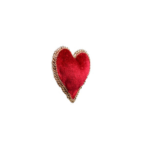 Handmade Red Velvet Heart Brooch/ Pin