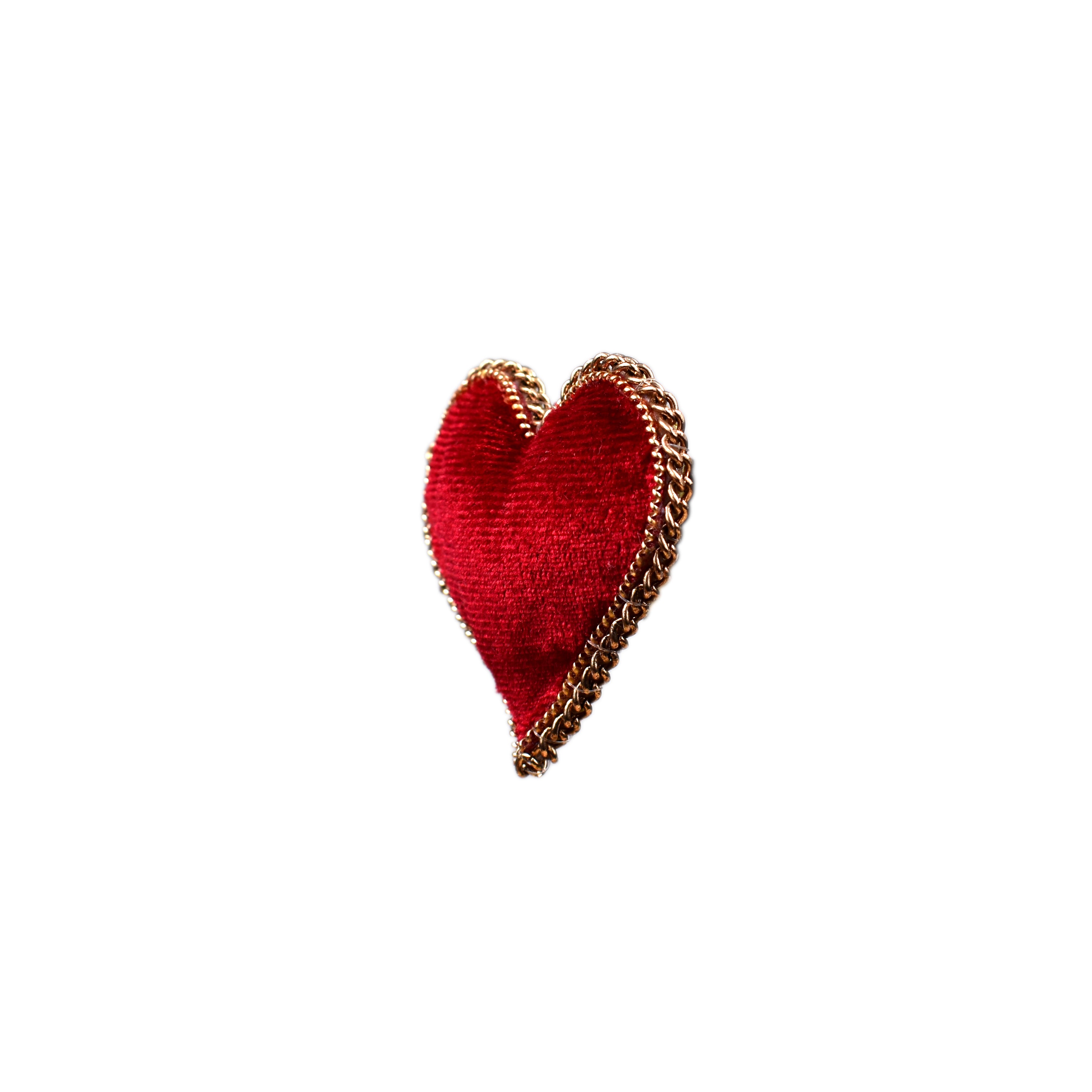 Handmade Red Velvet Heart Brooch/ Pin