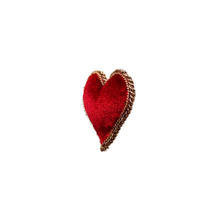 Handmade Red Velvet Heart Brooch/ Pin