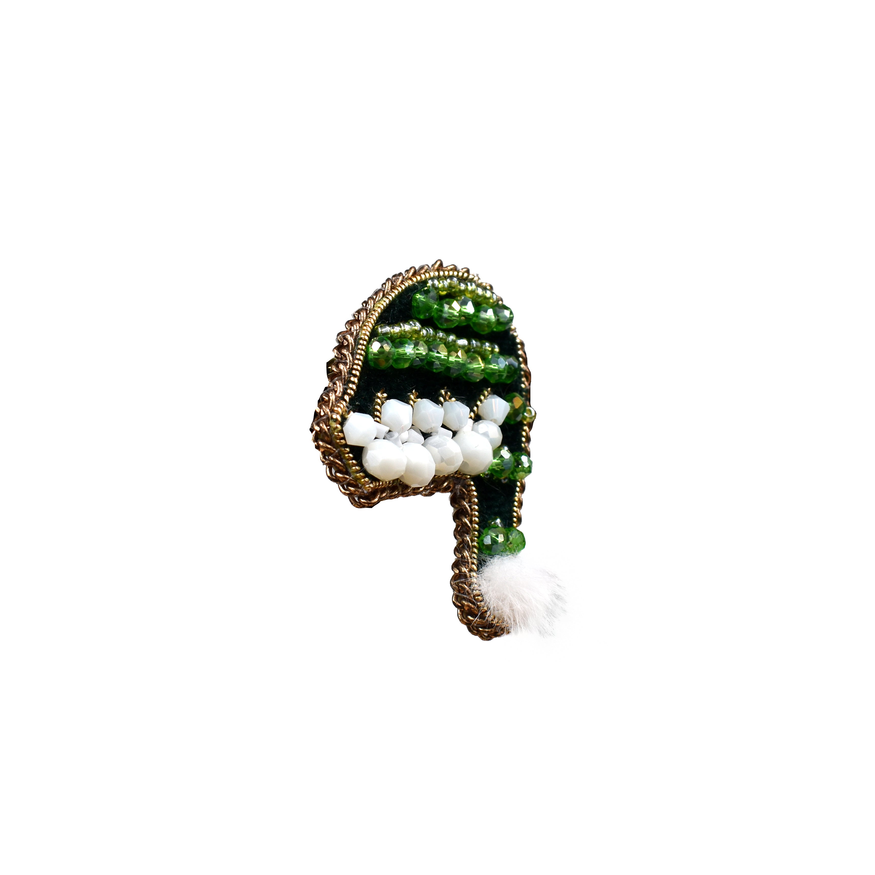 Handmade Green Santa Christmas Hat Brooch/ Pin