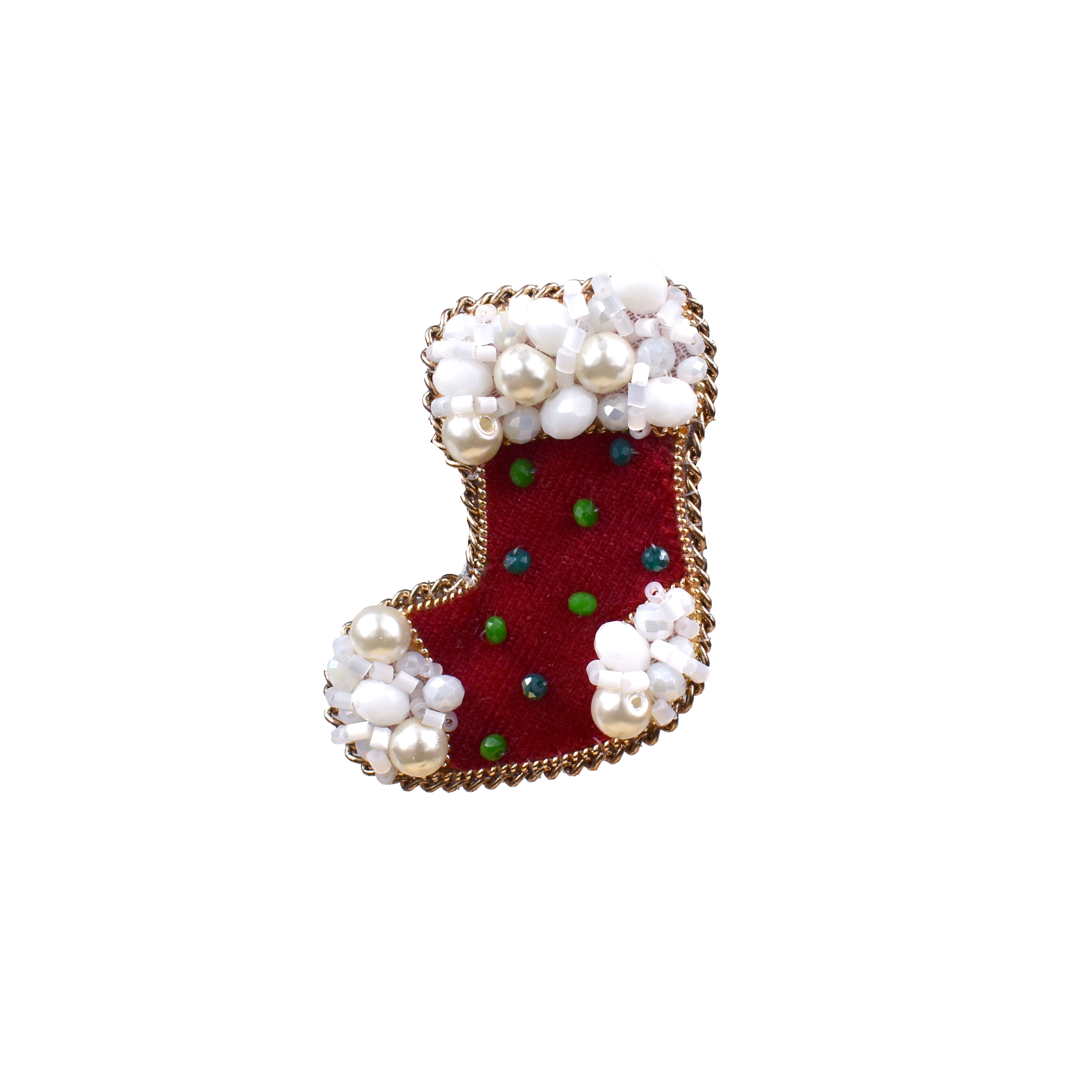 Handmade Red Santa Claus Christmas Socks Brooch/ Pin