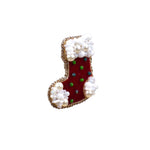 Load image into Gallery viewer, Handmade Red Santa Claus Christmas Socks Brooch/ Pin
