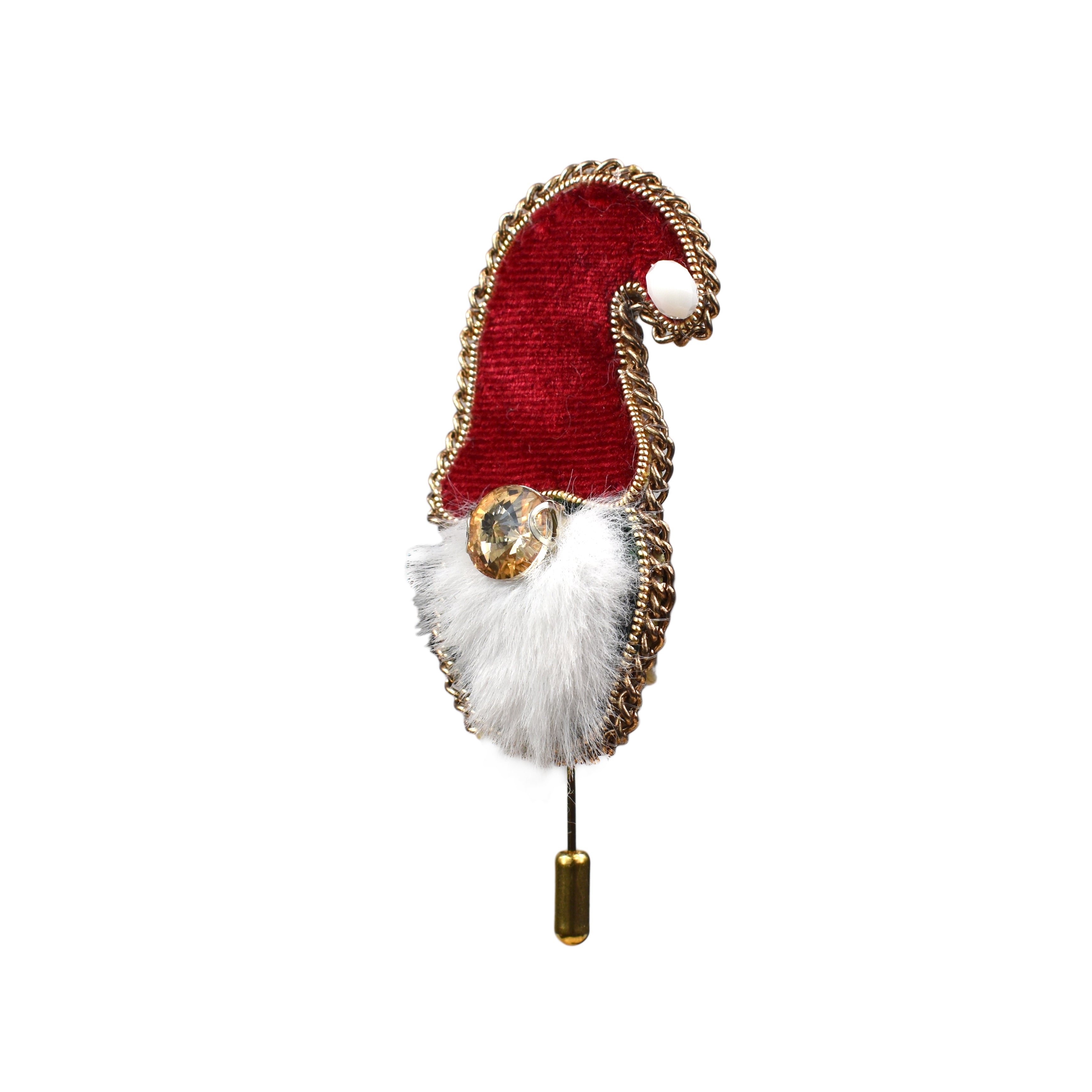 Handmade Red Velvet Santa Claus Christmas Lapel Pin