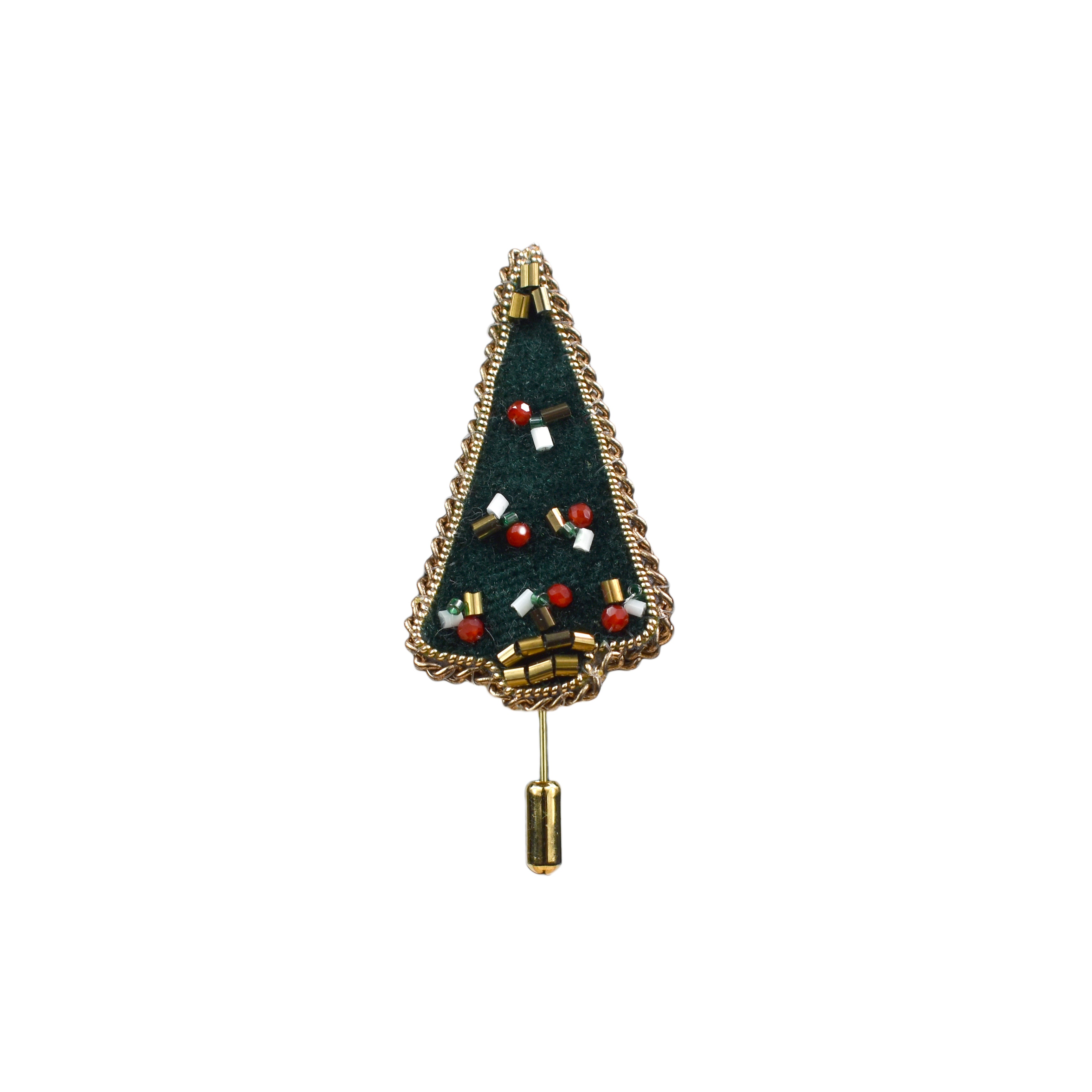 Handmade Green Velvet Christmas Tree Lapel Pin