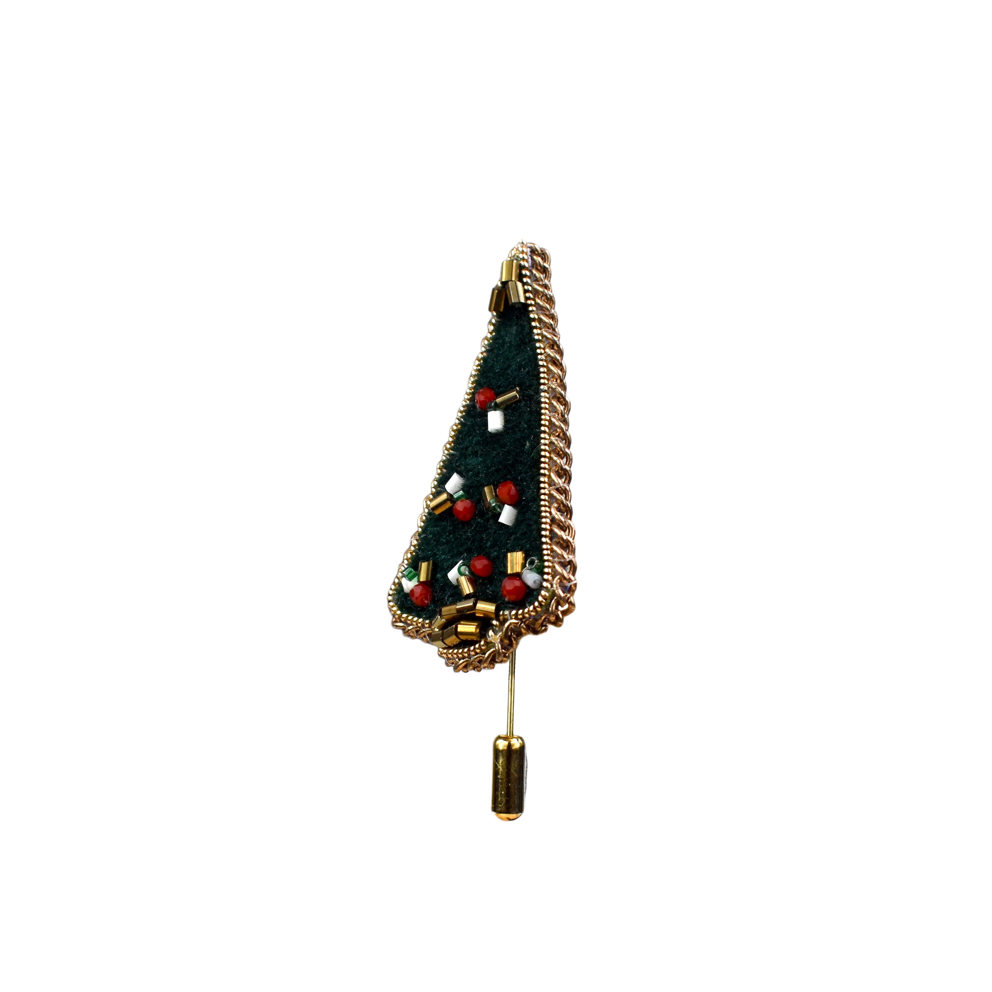 Handmade Green Velvet Christmas Tree Lapel Pin