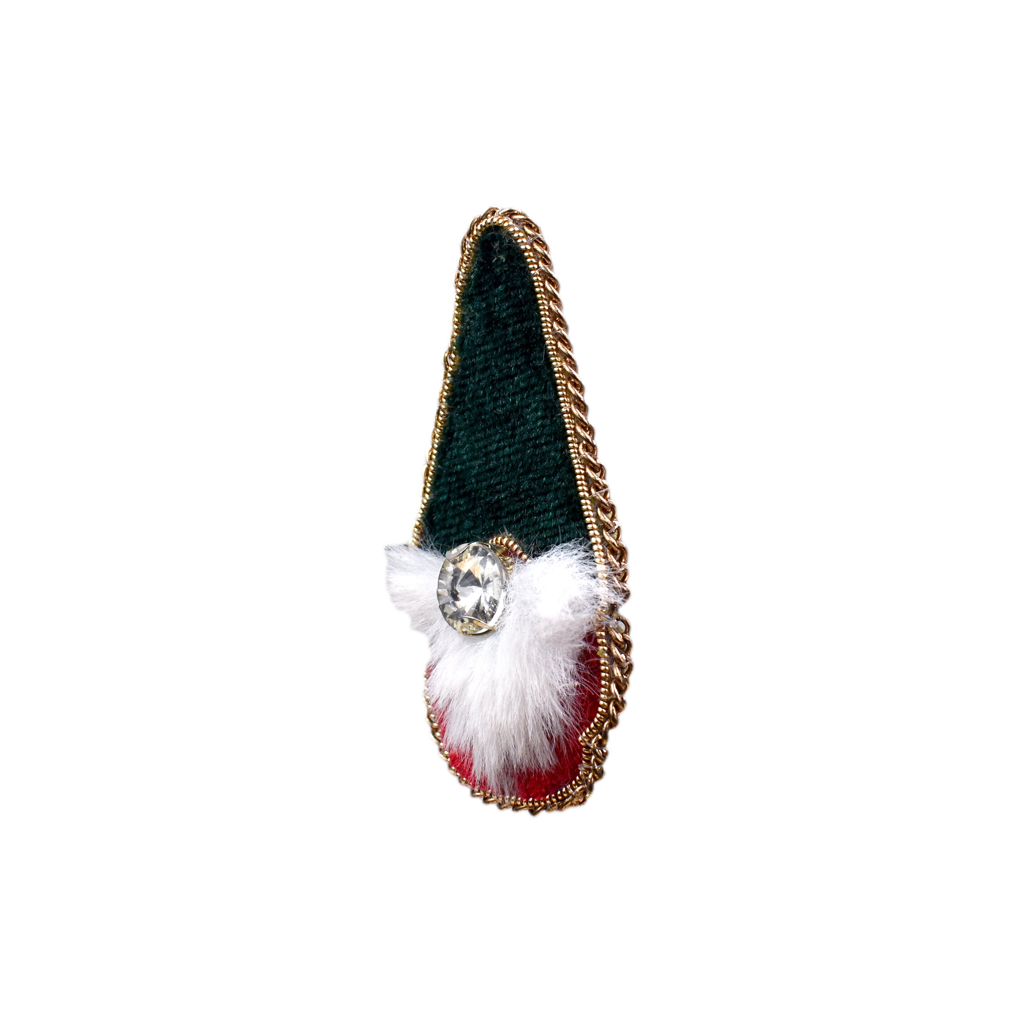 Handmade Green Velvet Santa Claus Christmas Brooch/ Pin