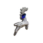 Load image into Gallery viewer, Handmade Deep-Blue Head Christmas Reindeer Brooch/ Pin
