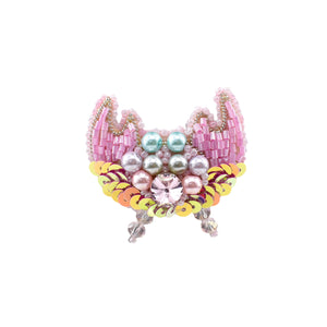 Handmade Light-Pink-Silver Cancer Brooch