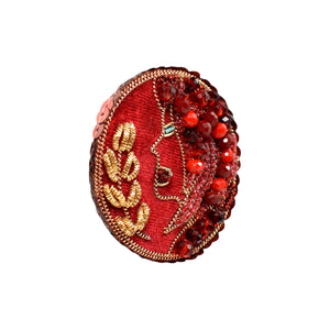 Handmade Gold-Red Virgo Brooch