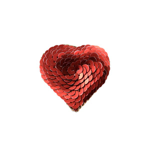 Handmade Deep Red Heart Brooch/ Pin