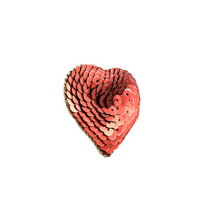 Handmade Deep Red Heart Brooch/ Pin