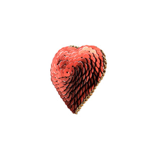 Handmade Deep Red Heart Brooch/ Pin