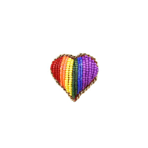 Handmade LGTBQ Rainbow Heart Brooch/ Pin