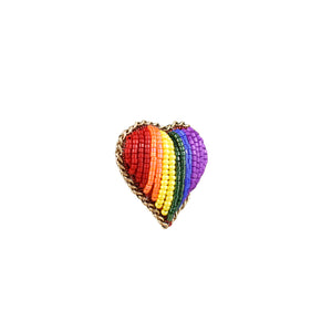 Handmade LGTBQ Rainbow Heart Brooch/ Pin