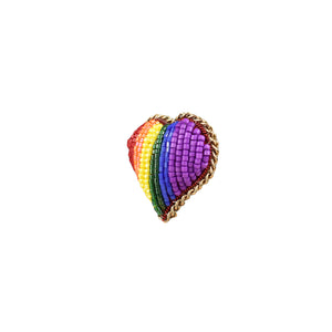 Handmade LGTBQ Rainbow Heart Brooch/ Pin