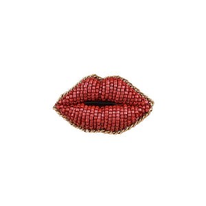 Handmade Deep Red Kiss Brooch/ Pin