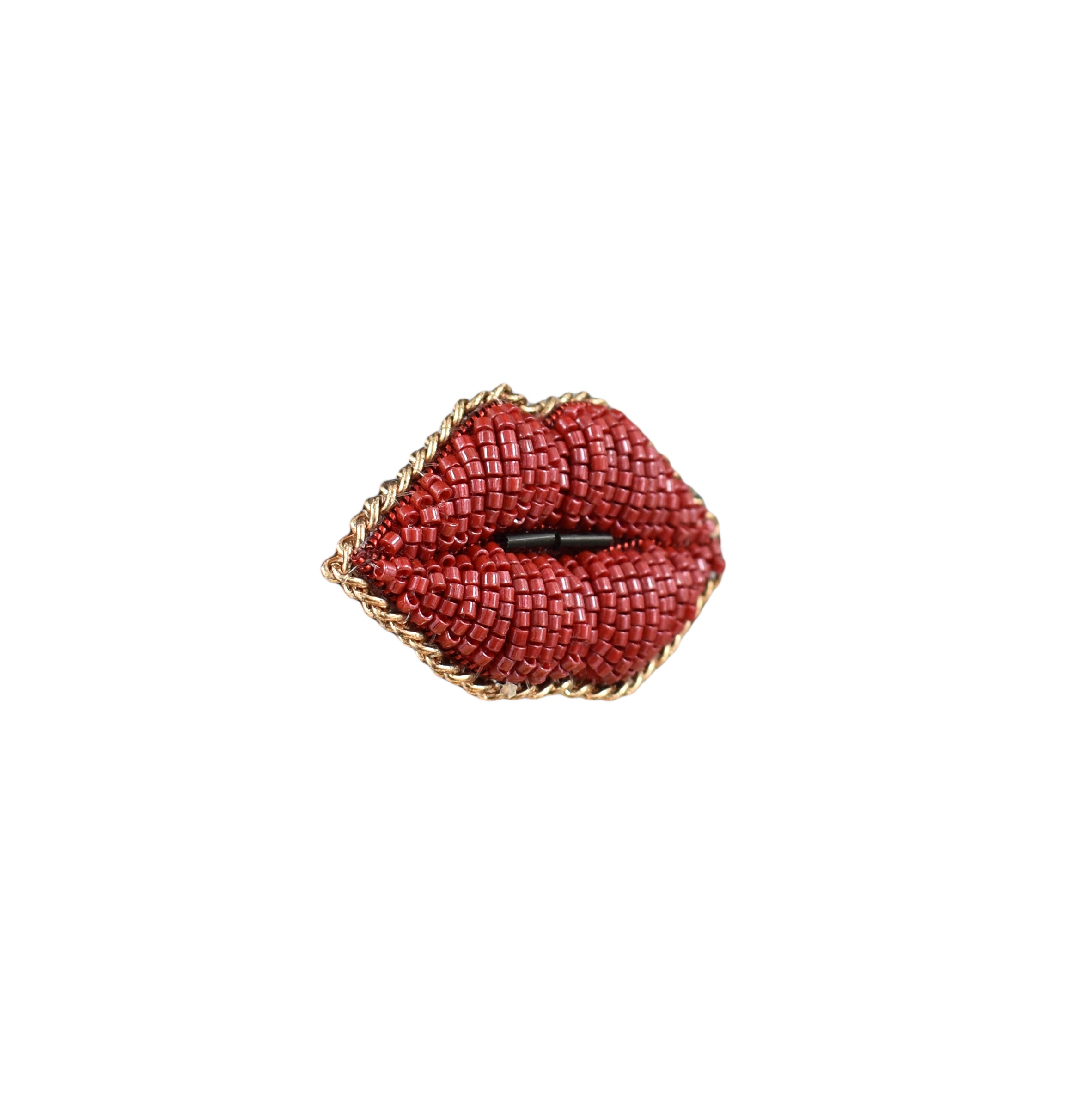 Handmade Deep Red Kiss Brooch/ Pin