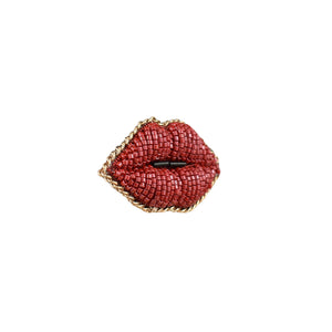 Handmade Deep Red Kiss Brooch/ Pin