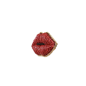 Handmade Deep Red Kiss Brooch/ Pin