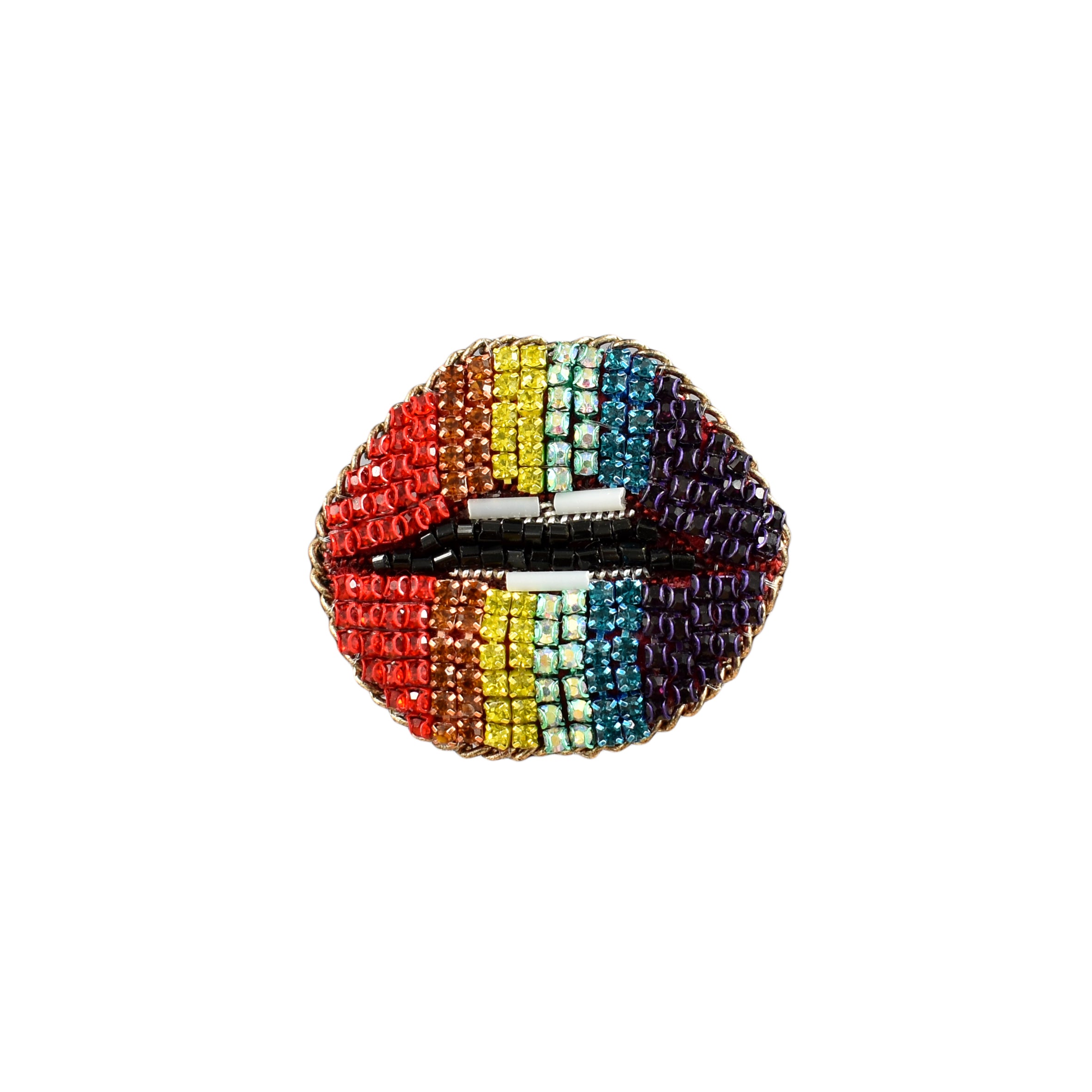 Handmade Rainbow Hot Lips Brooch/ Pin