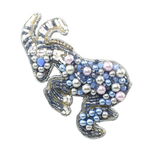 Handmade Silver-Blue Capricorn Brooch