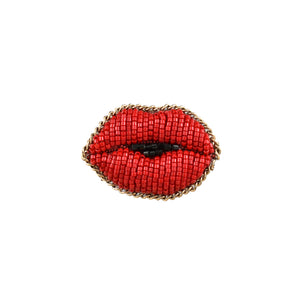 Handmade Hot Red Kiss Brooch/ Pin