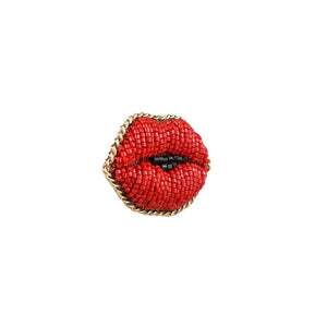 Handmade Hot Red Kiss Brooch/ Pin