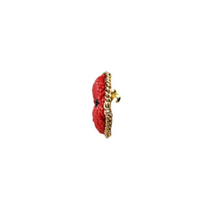 Handmade Hot Red Kiss Brooch/ Pin