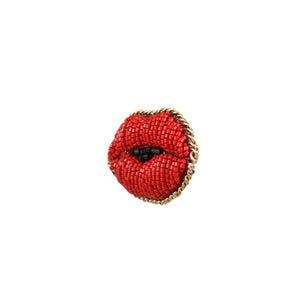 Handmade Hot Red Kiss Brooch/ Pin