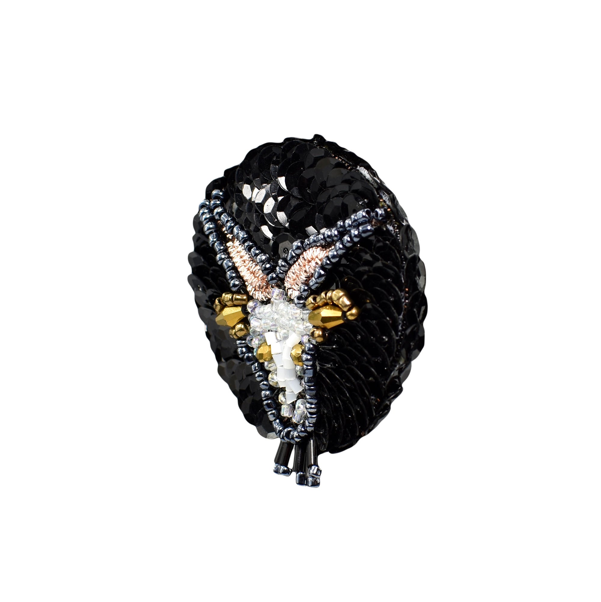 Handmade Black-Gold Capricorn Brooch