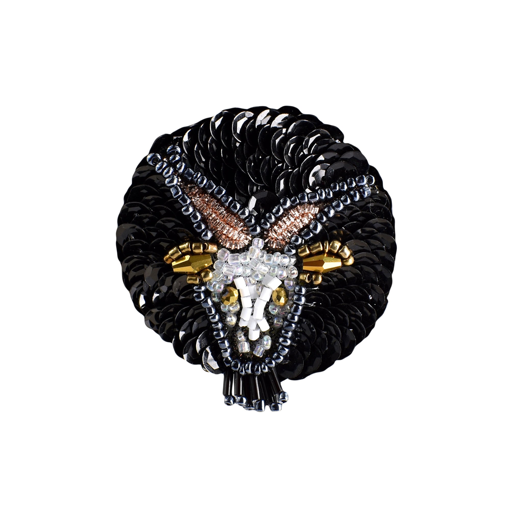 Handmade Black-Gold Capricorn Brooch