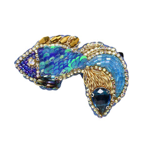 Handmade Gold-Blue Pisces Brooch