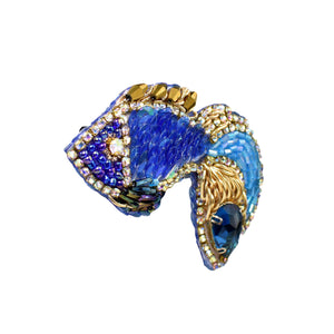 Handmade Gold-Blue Pisces Brooch