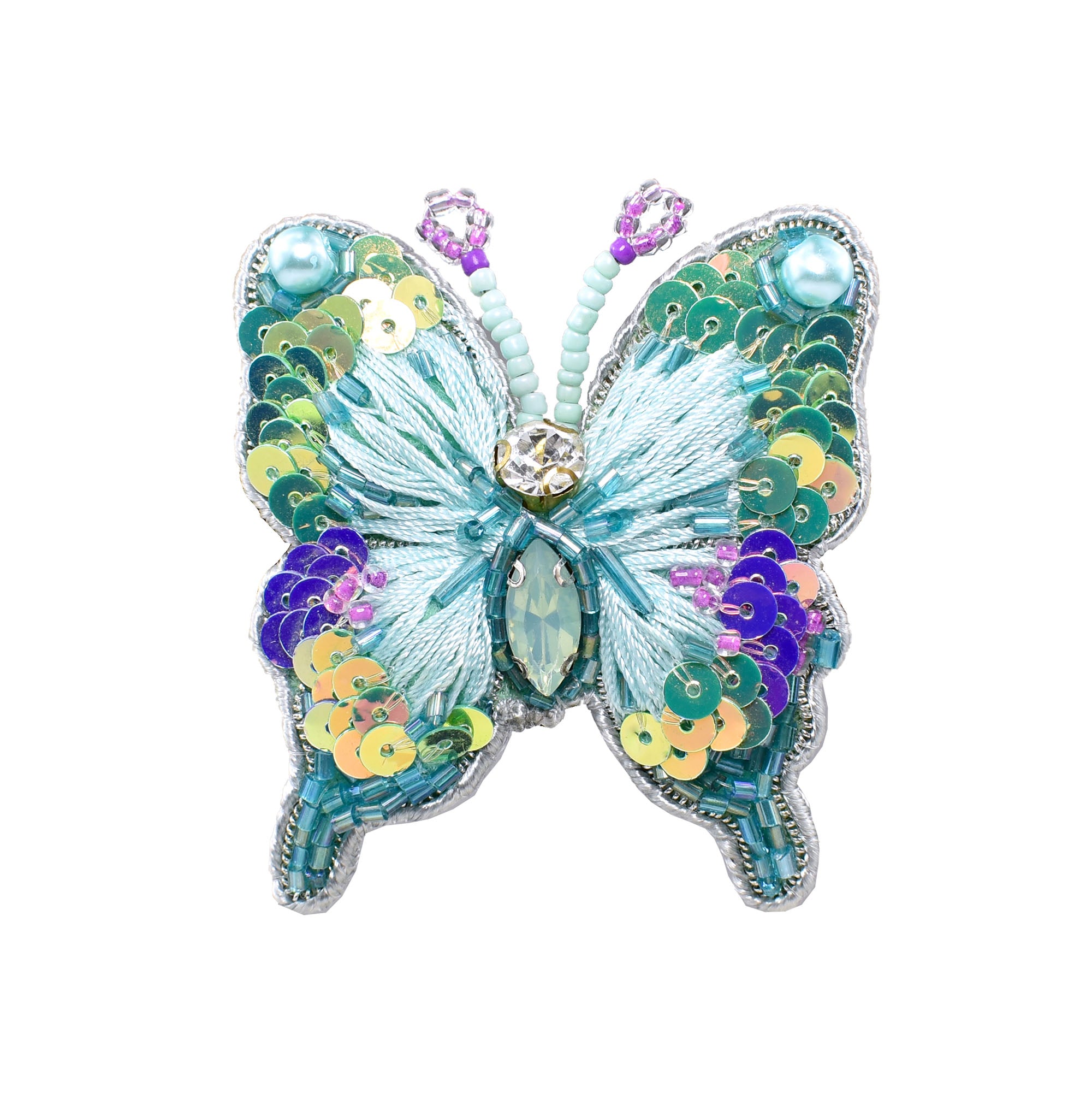 Handmade Green-Cyan colourful Butterfly Brooch