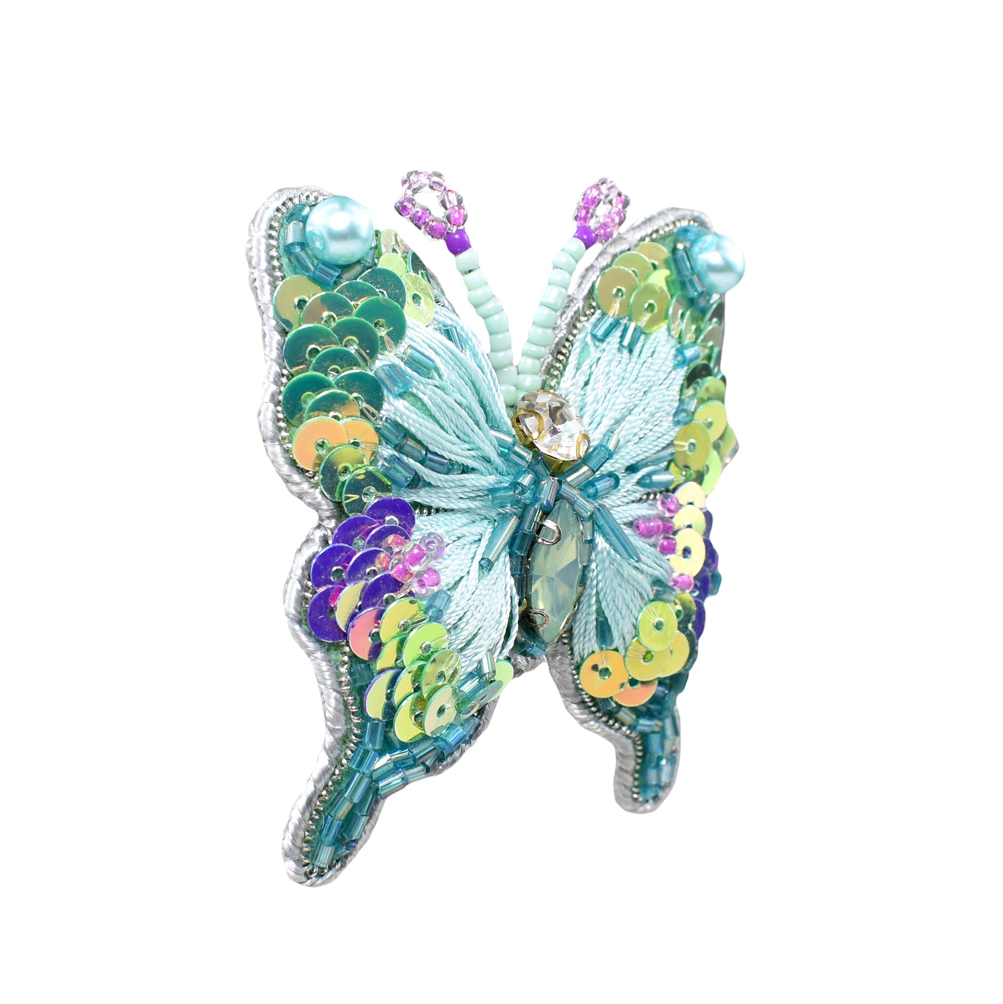 Handmade Green-Cyan colourful Butterfly Brooch