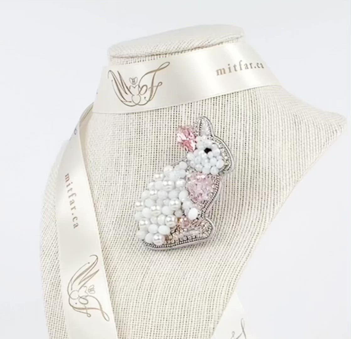 Handmade Snowy Rabbit Brooch